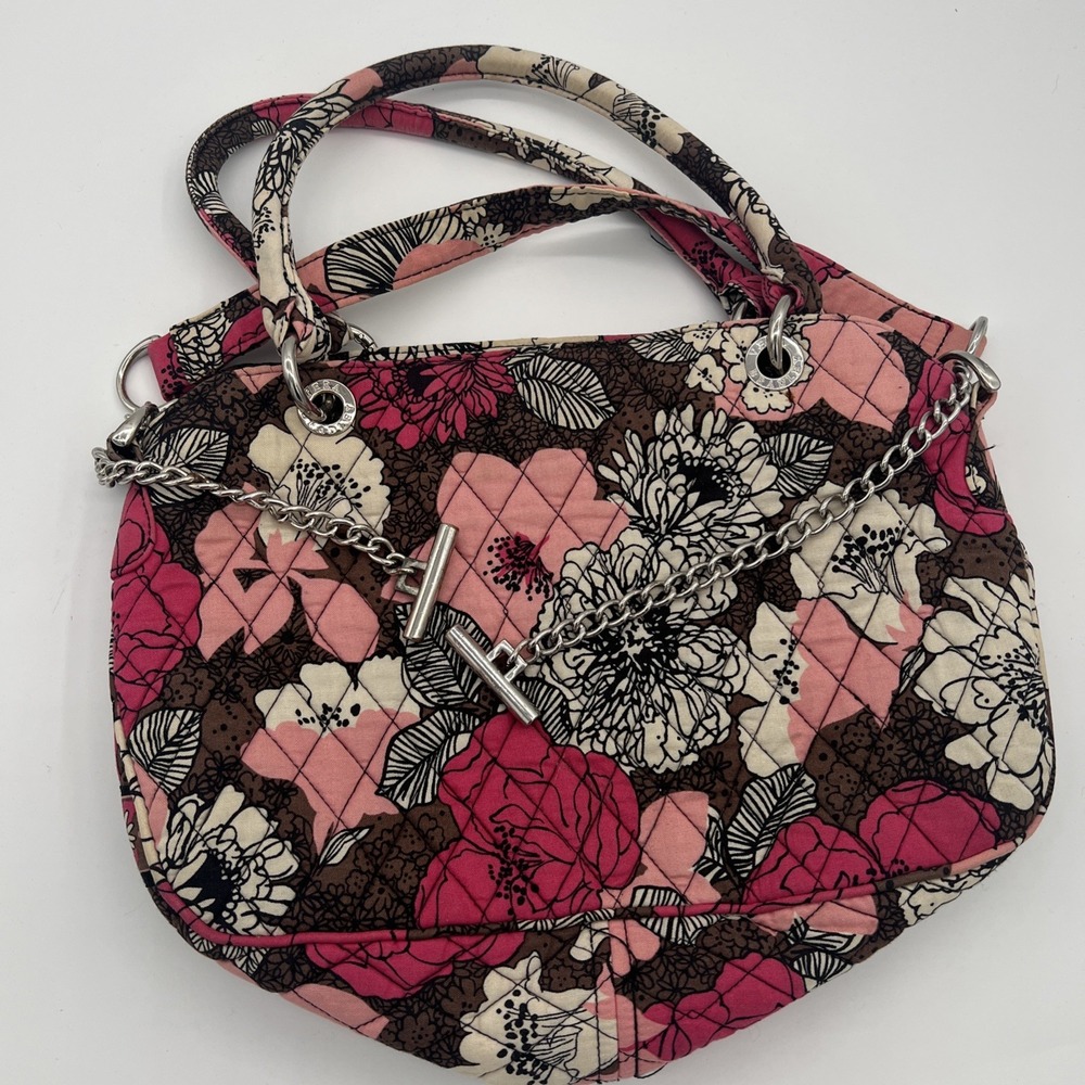 Vera Bradley Over the Shoulder Purse Floral Violet Pattern Zipper Closure